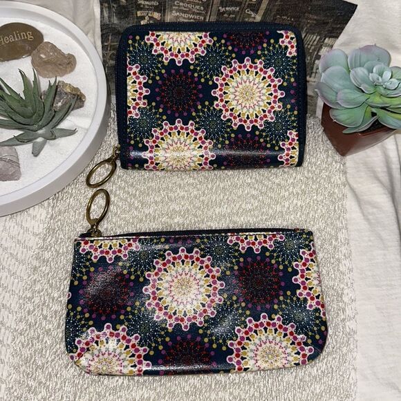 Fossil Wallet Wristlet Passport Holder Bundle PVC Blue Turquoise Multicolored - Picture 2 of 16